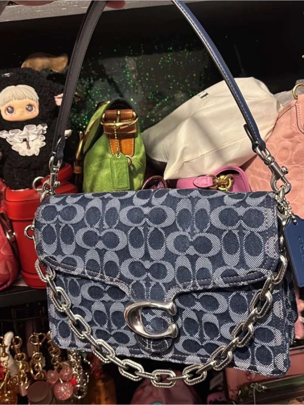 Coach chain tabby denim shoulder bag